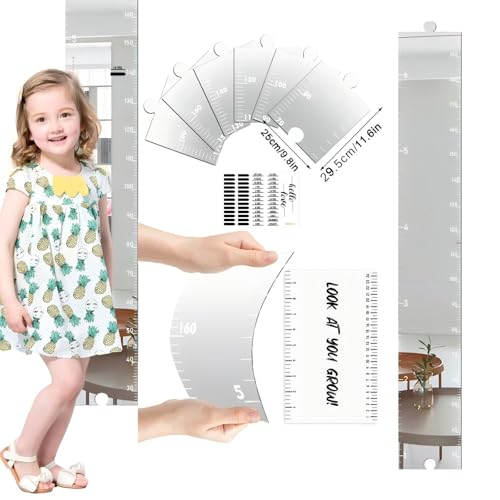 Tabla de crecimiento para niños con espejo de alta definición y acrílico resistente de pared 8