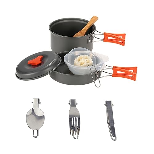 BESPORTBLE 1Set Portable Camping Cooking Pot Picnic Cookware Kit for Person Lightweight Outdoor Cooking Tool for Hiking Climbing BBQ and Picnics Easy to Store and Carry