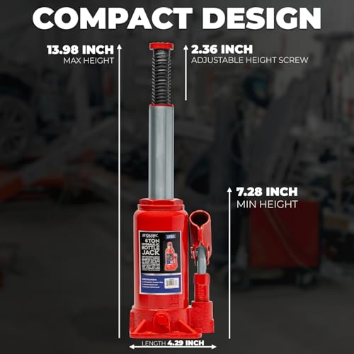 Image of XtremepowerUS 6-Ton (12,000 Lbs) Hydraulic Lifting Car Jack with Pump Handle, Fit Use for Cars Automotive Sedans, Red