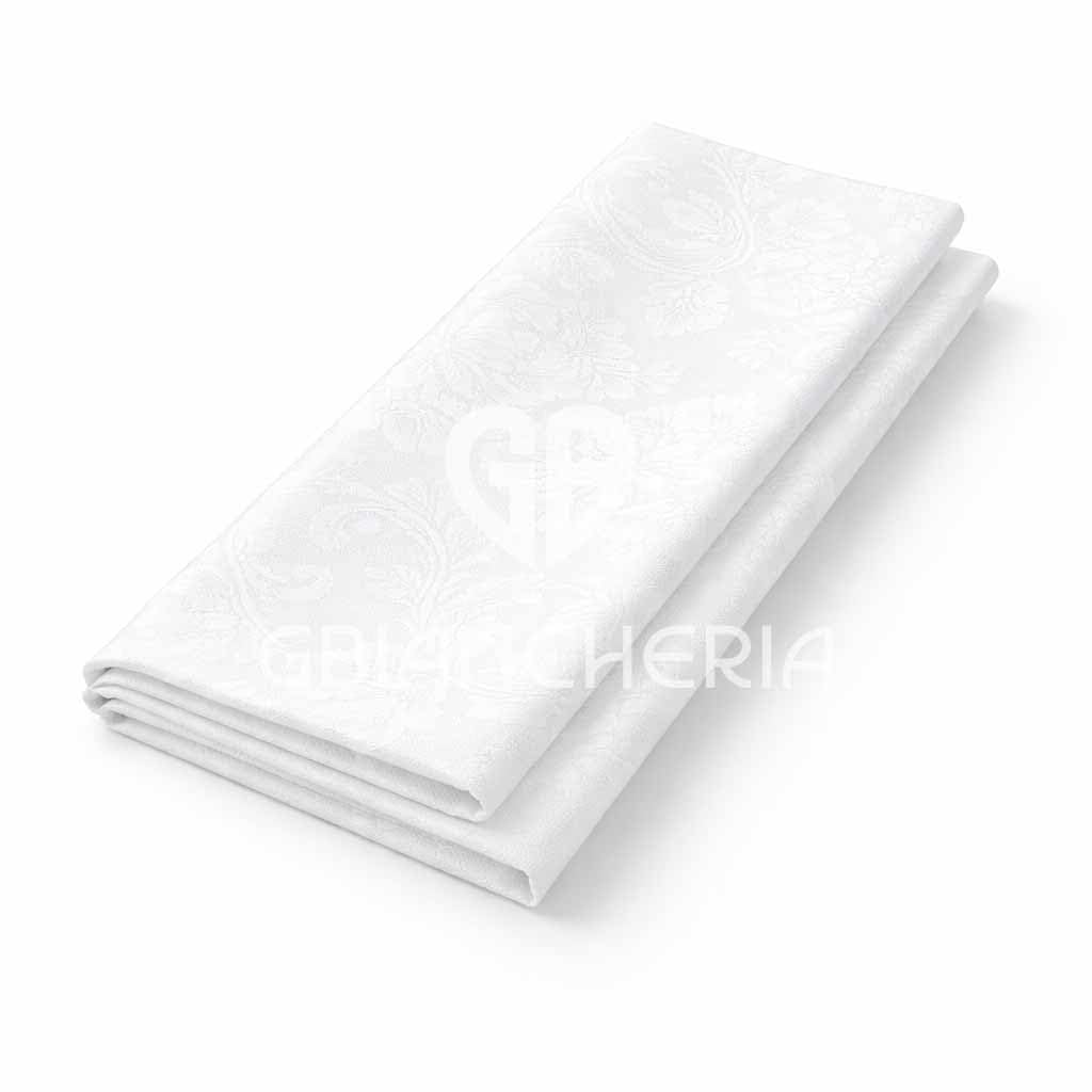 GBiancheria Tovaglia Elegante in Fiandra di Cotone Damascata, Stile Classico Col. Bianco 100% Made in Italy (Set 6 Tovaglioli 50x50cm)