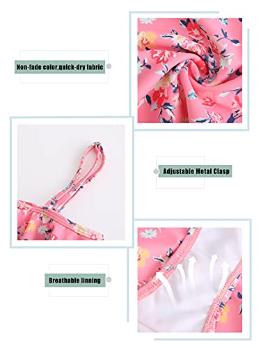 Image of Girls One Piece Swimsuits One Shoulder Ruffle Swimwear Floral Bathing Suit