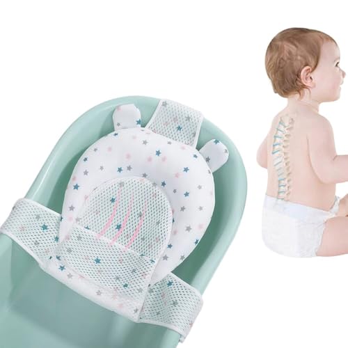 Image of Baby Bath Seat Support Net Soft Infant Bathing Seat Support Mat Suspension Shower Pad Adjustable Non-Slip Newborn Bathtub Sling Mat Baby Sink Bather Tub Shower Net Bathtub Sit Up Mesh 0-6 Month
