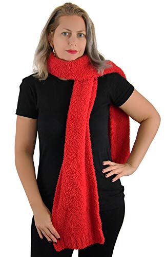 Barefoot Dreams CozyChic Scarf, Ribbed Hem, 100% Polyester Microfiber, Comfortable Winter Gear, Cold Weather Essential-Exclusive Red Color
