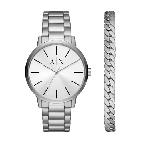 Montre acier inoxydable homme AX7138SET Armani Exchange avec bracelet argent