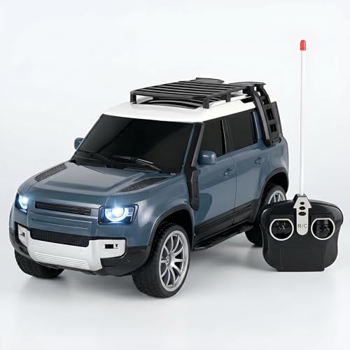 Image of Remote Control Defender Car for Kids with LED Headlights, 4-Way Drive, Openable Ladder & Storage Box | Durable RC SUV Toy with Easy Control Best Birthday Gift for Kids (Blue)