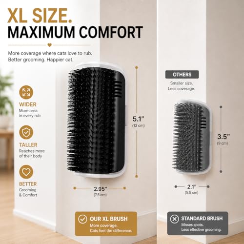 Cat Corner Self Groomer - 3 PACK - Wall Mounted Cat Grooming Brush for Indoor Cats, Self Grooming Pet Brush with Adhesive & Screws, Corner Massager for Shedding & Itching Relief - Image 3