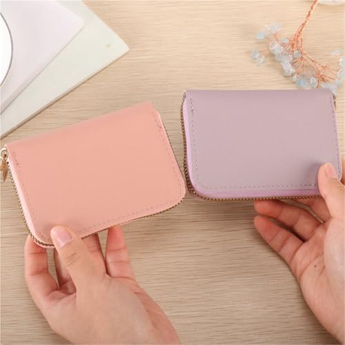 Small Exquisite Card Holder Large Capacity Short Stylish Simple Solid Color Coin Purse(Darkpowder)4