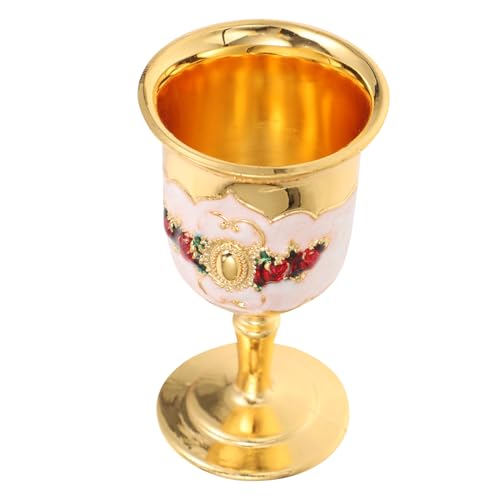 ARTSEWPLY Cáliz de Aleación Zinc con Diseño Incrustado Elegante Copa Vino para Bar Fiesta Hogar Taza Vino Blanco Rojo Floral Aleatorio