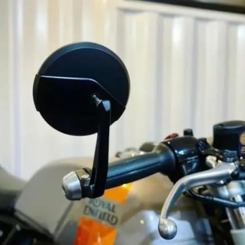 Image of Handle Bar End Mirror Pair Compatible for Royal Enfield Classic Reborn /Bullet /Hunter /Meteor350 /Super Meteor650 /Interceptor /Continental GT /Himalayan Round Convex Rear View Mirrors