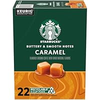 Starbucks K-Cup Coffee Pods, Caramel Naturally Flavored Coffee For Keurig Brewers, 100% Arabica, 1 Box (22 Pods)