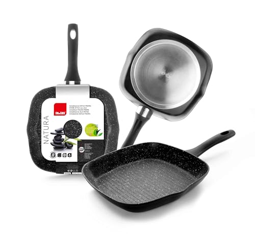 IBILI - Grill Natura, 28 x 28 cms, Aluminio, Antiadherente Estilo Piedra, Apto para induccion