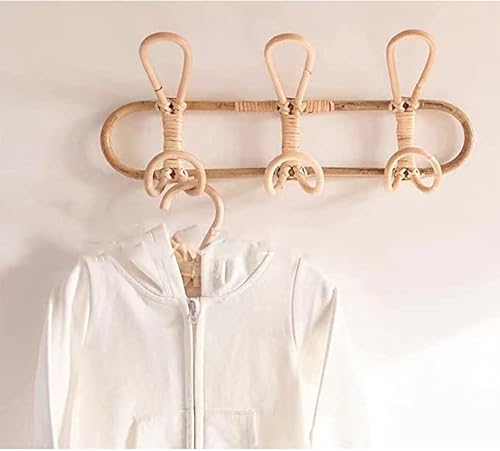 Jevindo Rattan Wand Kinder Kleidungs Stücke Organizer Rack Kleidung Hut Hänge Rattan Kleider Bügel Kinderzimmer Dekor Kleider Bügel Cover