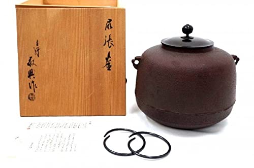 茶道具 尻張釜 釜師高橋敬典 鐶付 共箱　250725F1 茶道具 尻張釜 釜師高橋敬典 鐶付 共箱 250725F1 - メルカリ