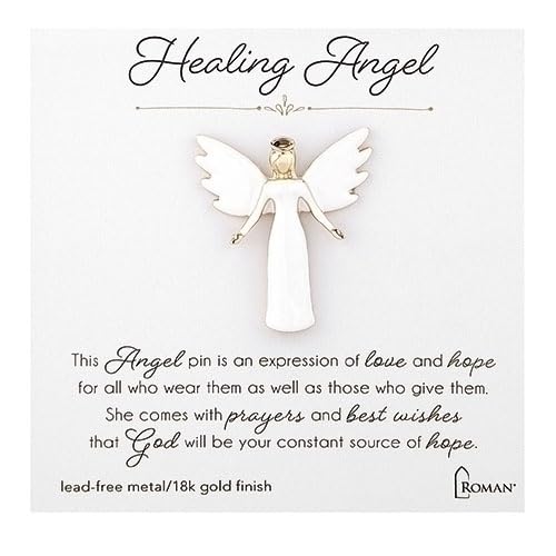 Image of Roman Healing Angel Pin Gift Box, 1.5-inch Height, Silver-tone, Zinc Alloy, Jewelry Accessories