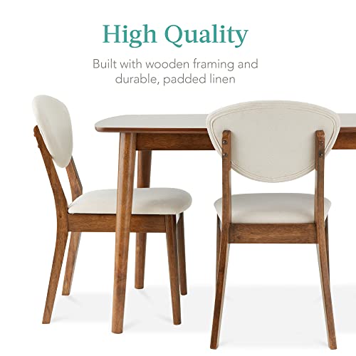Best Choice Products 5-Piece Dining Set, Compact Mid-Century Modern Table & Chair Set For Home, Apartment W/ 4 Chairs, Padded Seats & Backrests, Wooden Frame - Brown/White #TOP4