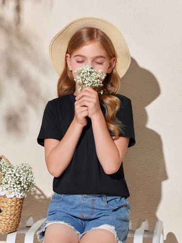 Image of Haloumoning Girls Pleated T Shirts Kids Summer Short Sleeve Fashion Tops Tees 5-14 Years