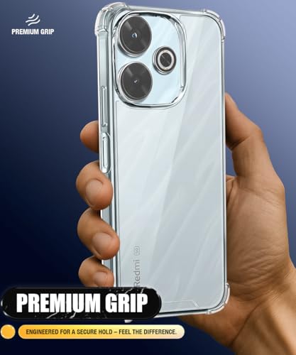 Image of WOW IMAGINE Ultra-Hybrid Crystal Clear Back Case for Mi Redmi 13 5G | Poco M6 Plus 5G | Shockproof Design | Camera Protection Bump | Hard Clear Mobile Back Cover with Cushioned Edges - Transparent