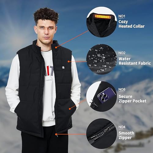 Faxpot Beheizte Weste für Damen Herren,ärmellos mit 3 Heizstufen & Powerbank,waschbar leichter Körperwärmer für Outdoor-Aktivitäten