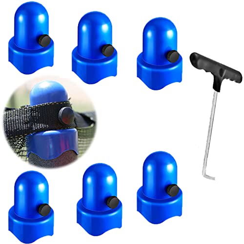 Zaijmlwwn 1.5Diameter Trampoline Enclosure Pole Caps with Screw Thumb for Trampoline Net Hook 8 Pieces Safety Pole Caps (Blue 6pcs)