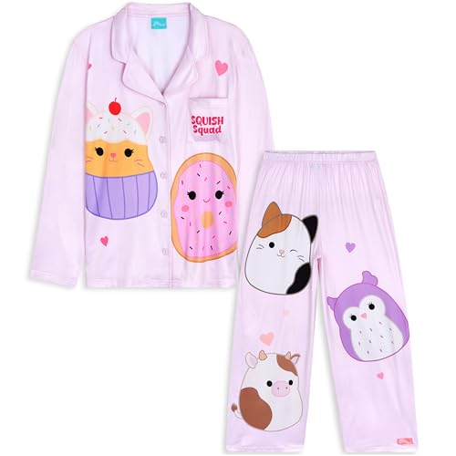 Get Trend Squishmallows 2 Pc Pajama Sets for Girls Teens with Top PJ Pants Cozy Sleepwear Soft Nightwear Kids PJs Lounge Set Gifts for Girls (11-12 Years Multi Squishmallows)
