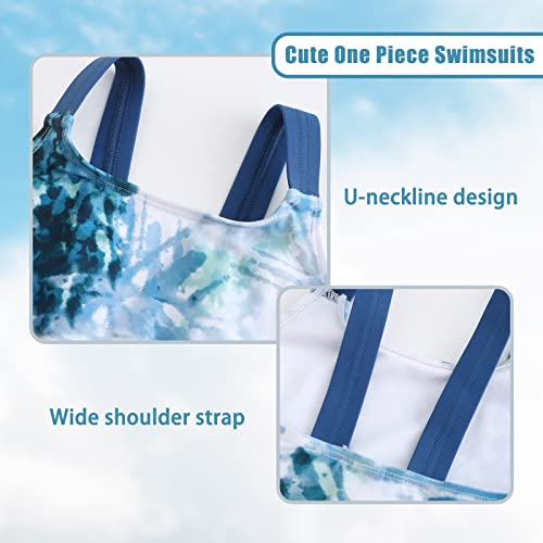 Image of Girls One Piece Swimsuits Tie Dye Bathing Suit for Girls Hawaiian Swimwear 3-16 Years