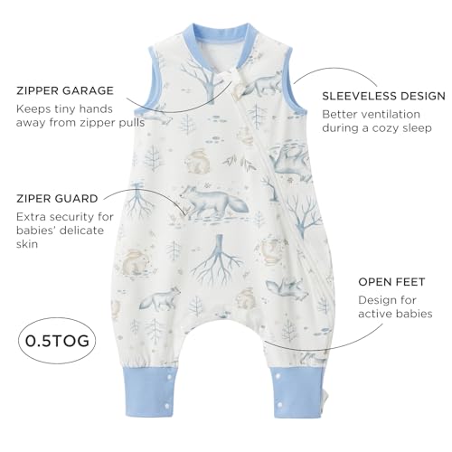 Image of Duomiaomiao 2 Pack 0.5 TOG Toddler Sleep Bag 24-36 Months 100% Cotton Lightweight Baby Sleep Sack with Feet, Breathable Comfy Toddler Wearable Blanket