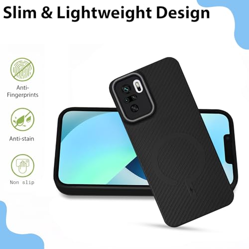 Image of LIRAMARK Rugged Carbon Fibre TPU Armor Silicone Back Cover Case for Redmi Note 10 / Note 10s / Note 11 SE