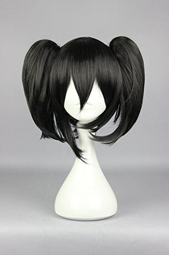 springcos LoveLive Yazawa Nico Anime Costume Black Short Wig + 2 Ponytails