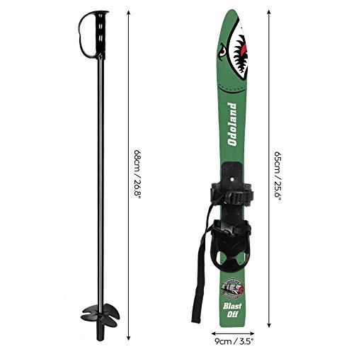 image for Odoland Kid's Beginner Snow Skis and Poles, Low-Resistant Ski Boards f