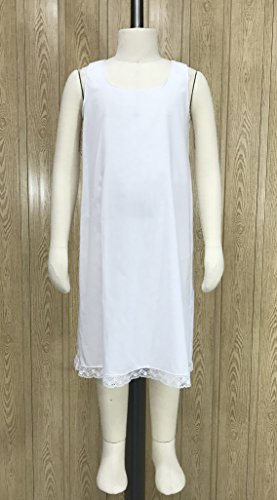 Girls Cotton Full Slip for Under Dresses Sleeveless with bottom lace trim 100% Cotton No Cling4