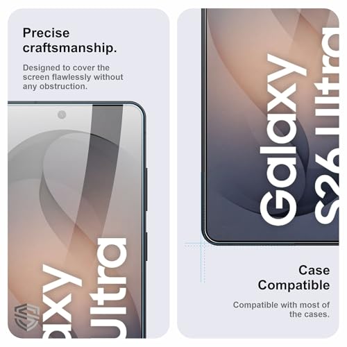 Image of Military-Grade Gorilla Tempered Glass For Samsung Galaxy S26 Ultra (6.9 Inch) With Installation Kit | Edge to Edge Coverage | Black