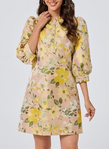 Image of Ladyful Women's Floral Jacquard Dress Cocktail Mini Shift Dresses