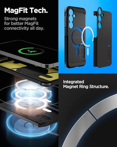 Image of Spigen for Galaxy S24 FE Case, Tough Armor MagFit [Kickstand] [Compatible with MagSafe] [Military-Grade Protection] - Black