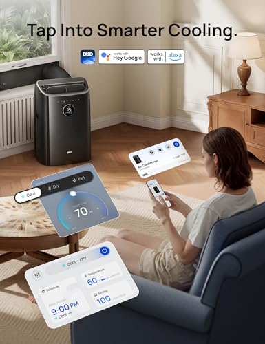 DREO Portable Air Conditioner 319S, 10000 BTU ASHRAE (6000 BTU DOE) Smart AC Unit for Bedroom with Drainage-free Cooling, Fan&Dehumidifier 3 in 1, APP/Voice/Remote, Quiet Standing AC for Room Indoors - Image 6