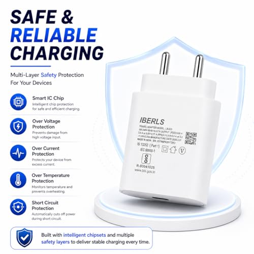 Image of 25W Pd 3A Type-C Super Fast Charging Adapter Compatible with Galaxy M35 /M17 /M17e /M06 /M36 /M07 /M56 /M16 / M55s /M05 /M15 /M55 /Tablet /Galaxy Watch- Charge Your Device with 25 Watt USB C Fast Charger- White