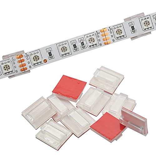 Strip Light Mounting Clips Self-Adhesive Strip Brackets Holder,100-Pack Strip Clamps Fix 10mm Wide Non-waterproof LED Light Strip