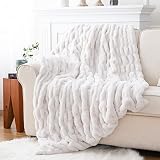 Luxury Concepts Lightweight Faux Rabbit Fur Throw Blanket, Ruched Elegant Wrinkle Resistant, Anti-St
