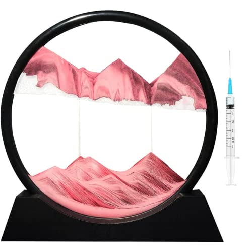 Image of NYRWANA Sand Art, Moving Sand Art,Sand Art Decor Picture Glass Liquid Wall Painting, 3d Deep Sea Sandscape Natural Landscape in Motion Display with Flowing Sand Frame for Home Decor, Diwali Gift Item, (10 inch, Pink)
