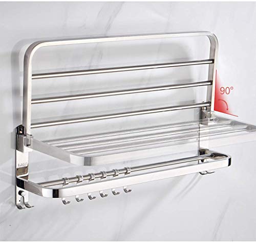 Porte-serviettes mural étagère double acier inoxydable 68 cm robuste - 5