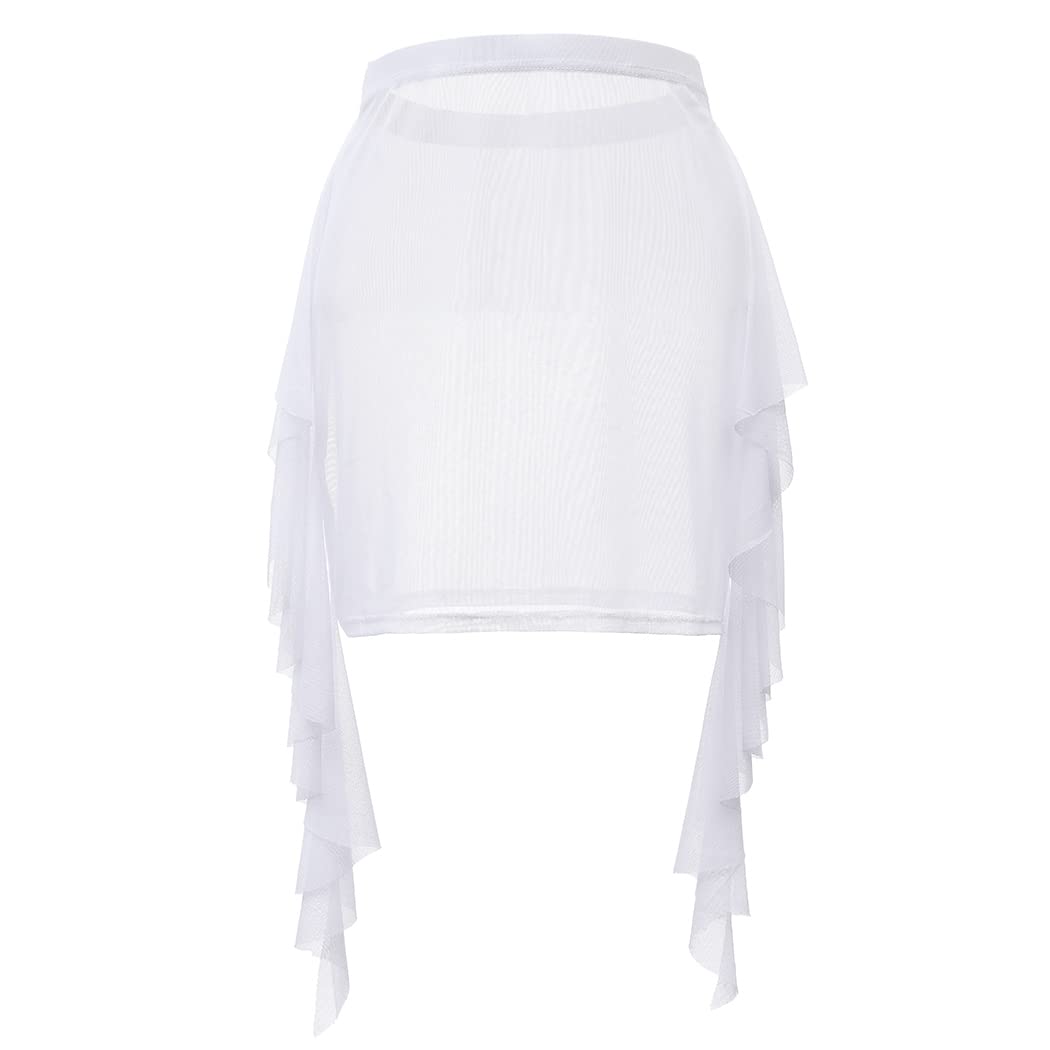 Flovel Pareo de Playa para Mujer, Bikini Transparente, Falda Corta Envolvente, Traje de Baño, Traje de Baño, Bufanda, Cubierta para Traje de Baño