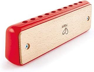 Hape Blues Harmonica | 10 Hole Wooden Musical Instrument Toy for Kids, Red