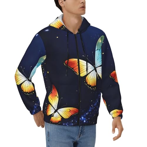 Sweat à capuche zippé hommes EdWal avec motif papillon mignon imprimé