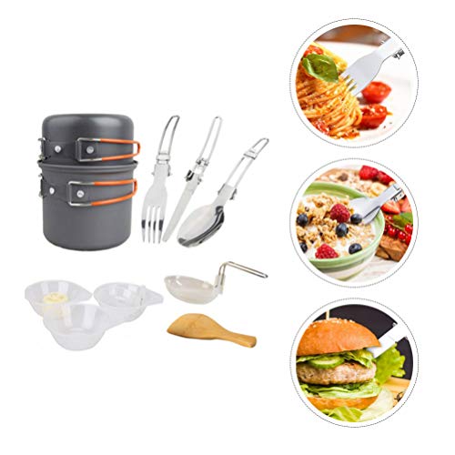 WINOMO Kit de confusão de utensílios de cozinha portátil dobrável panelas de acampamento, talheres d