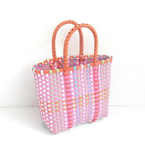Bolso tejido de paja para mujer, bolsa cuadrada de playa miniatura 3