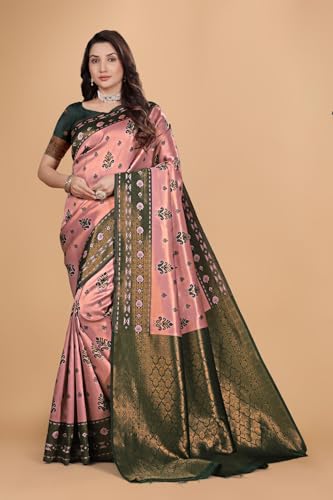 Image of Traditional Banarasi Silk 5.50 Meter Saree With 0.8 Meter Unstitched Blouse Piece For Wedding, Family Function, Festival And Special Occasion