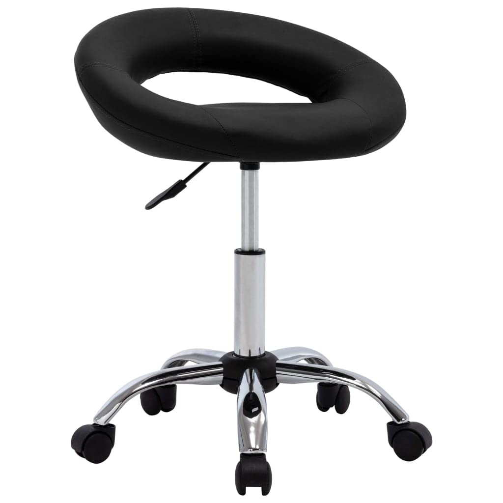 Taburete de trabajo con ruedas, color negro, con respaldo, taburete giratorio, altura ajustable, piel sintética, para salón, tatuaje, clínica, taburete de oficina, soporta hasta 110 kg