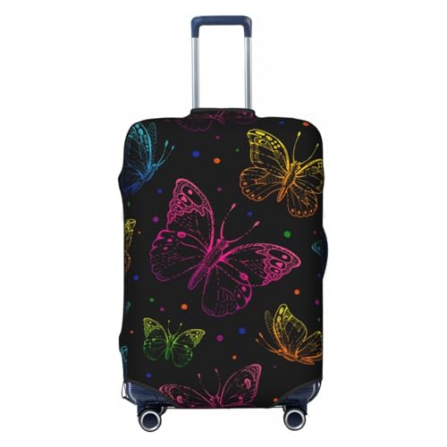Butterfly Print Luggage Cover For Suitcase,Washable Elastic Travel Suitcase Protector With Zipper Closure And Bottom Buckle – Fits 18-32