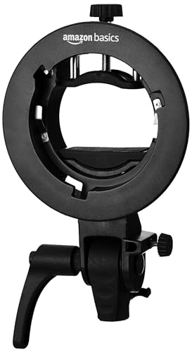 Image of Amazon Basics S2 Bracket | Bowens Mount| Precise Tilt Control | for Speedlite Flash, Barn Door Kit, Softbox, Snoot, Reflector, Beauty Box | Camera Photography & Videography