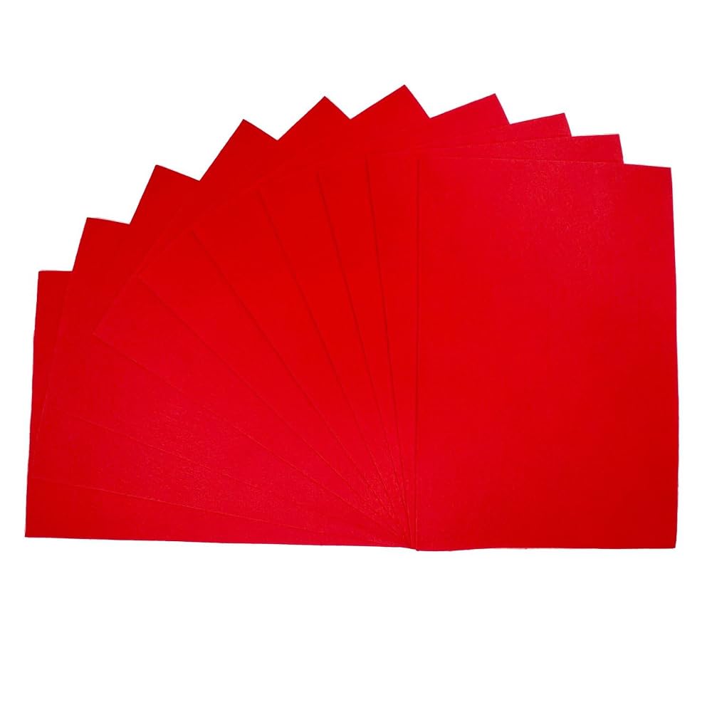 Oh Sew Crafty Limited Red Felt Sheets 100% Polyester A4 23Cm X 29.7Cm Craft 200Gsm (Sold As Pack Of 2) (Red)