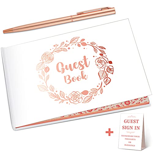 Zonon Hochzeitsgästebuch mit Stift, Hochzeitserinnerungsbuch mit Tischkarten, Gästebuch, weißes Einband mit Folie für Gäste, Besucher, um bei Hochzeit, Party, Hotel, Baby-Brautdusche, 22,9 x 15,2 cm